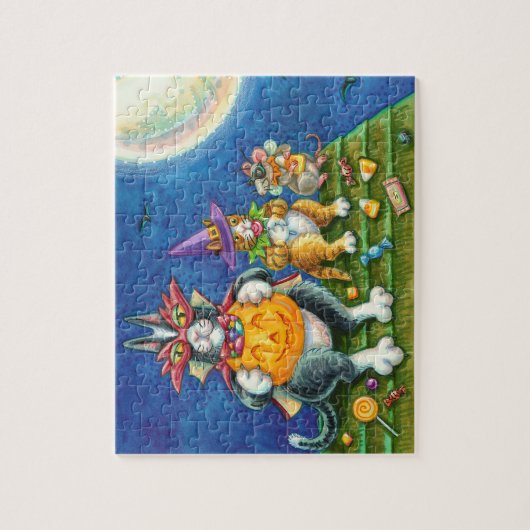 SEINE N' FITZ KATZEN, TRICK ODER BEHANDELN FUNNY H PUZZLE (Vertikal)