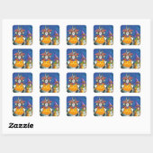 SEINE N' FITZ KATZEN, TRICK ODER BEHANDELN FUNNY H QUADRATISCHER AUFKLEBER (Blatt)