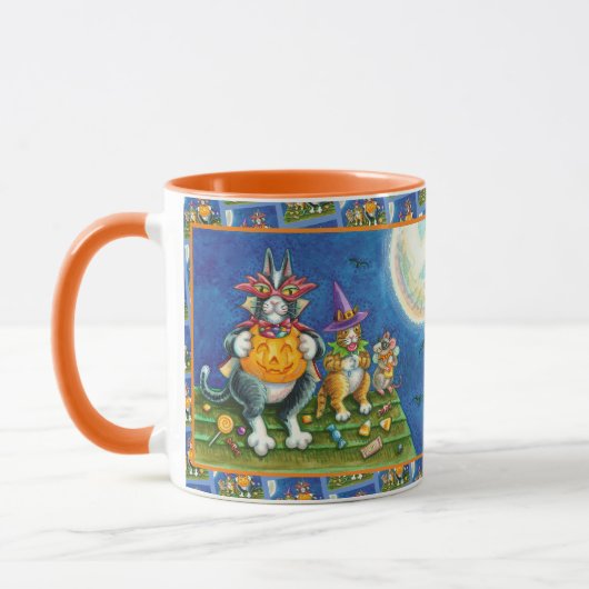 SEINE N' FITZ KATZEN, TRICK ODER BEHANDELN FUNNY H TASSE (Links)