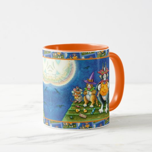 SEINE N' FITZ KATZEN, TRICK ODER BEHANDELN FUNNY H TASSE (VorderseiteRechts)