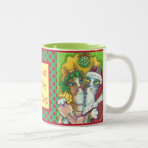SEINE N' FITZ KISSING CATS, SANTA CLAWS XMAS TASSE