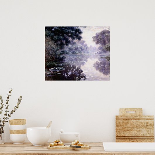 Seine nahe Giverny im Nebel Poster (Küche)