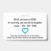 Seine nonverbale Geduld pvc Abzeichen Ausweis (Rückseite)