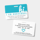 Seine nonverbale Geduld pvc Abzeichen Ausweis (Vorder- & Rückseite)