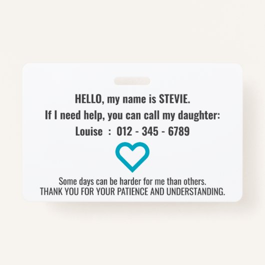 Seine nonverbale Geduld pvc Abzeichen Ausweis (Rückseite)