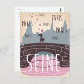 Seine, Paris, Françoise, Reiseplakat Postkarte (Vorne/Hinten)