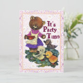 Seine Party-Zeit für Teddy Bears Invite Einladung (Stehend Vorderseite)