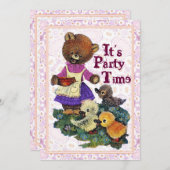 Seine Party-Zeit für Teddy Bears Invite Einladung (Vorne/Hinten)