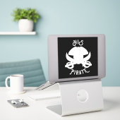 SEINE Piraten, Weißer Kreuz-Skull & Schwertaufkleb Aufkleber (Laptop auf Schreibtisch)
