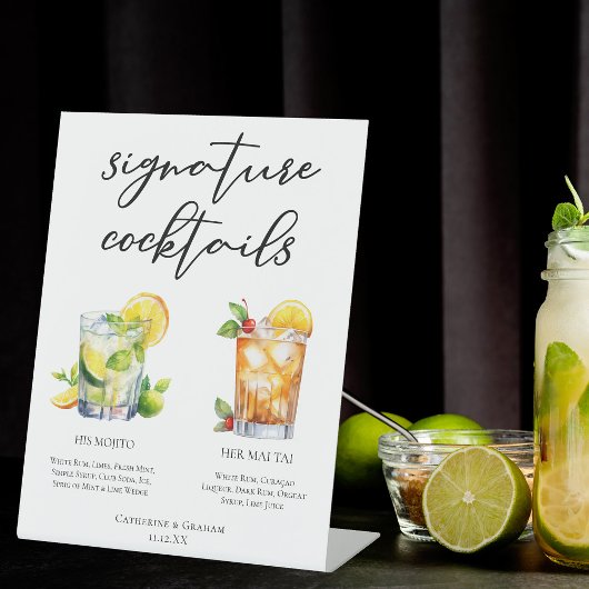 Seine Rum Signature Cocktails Hochzeitsmenü Sockelschild