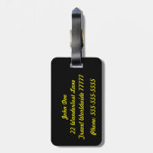 Seine schwarz-gelbe Gepäckmarke Gepäckanhänger (Rückseite vertikal)