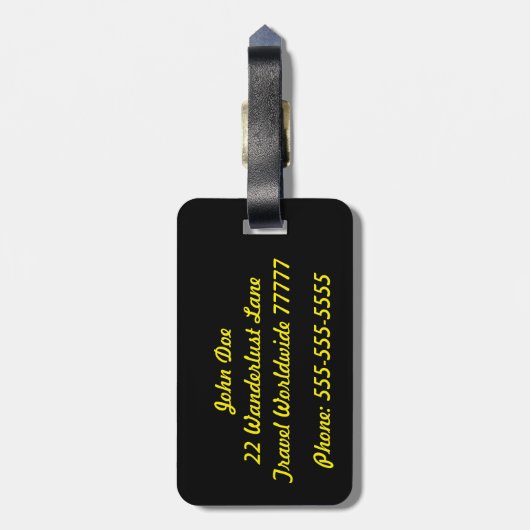 Seine schwarz-gelbe Gepäckmarke Gepäckanhänger (Rückseite vertikal)