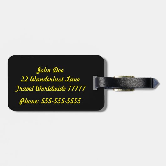 Seine schwarz-gelbe Gepäckmarke Gepäckanhänger (Rückseite horizontal)