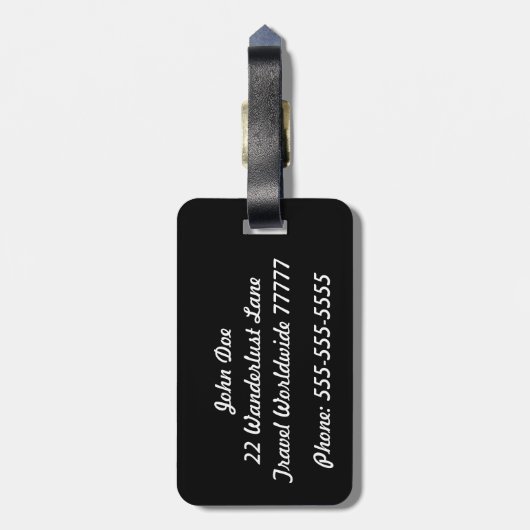 Seine Schwarz-Weiß-Gepäckmarke Gepäckanhänger (Rückseite vertikal)