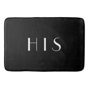 Seine Schwarze Monogramm-Minimal-White-Typografie Badematte