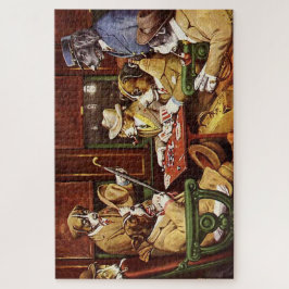 Seine Station und Vier Asse Hunde spielen Poker Puzzle