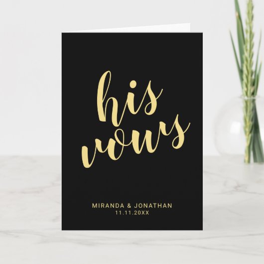 "Seine Stimme" elegante schwarze und goldene Hochz (Vorderseite)