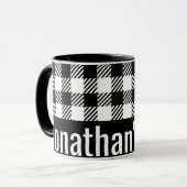 Seine Tasse Name Schwarz-weiß Gingham Karo (Vorderseite Links)
