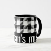 Seine Tasse Name Schwarz-weiß Gingham Karo (VorderseiteRechts)