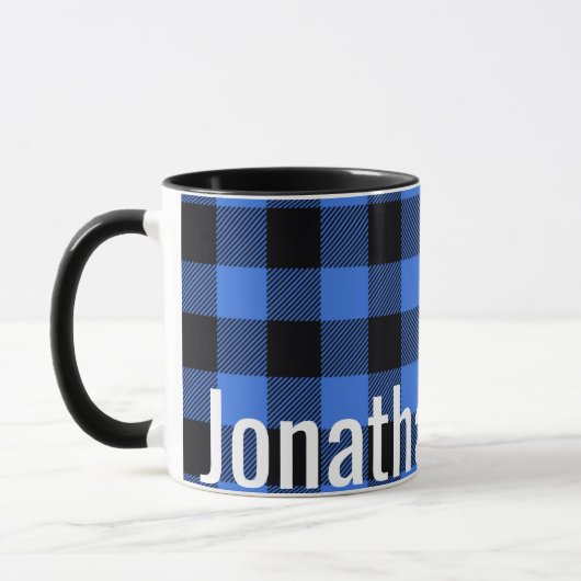 Seine Tasse Simple Blue Black Buffalo Kariert (Links)
