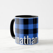 Seine Tasse Simple Blue Black Buffalo Kariert (Vorderseite Links)