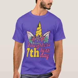 Seine Töchter 7. Geburtstagsmädchen Unicorn Birthd T-Shirt