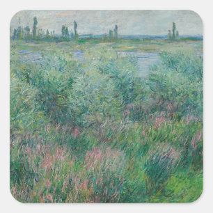 Seine-Ufer bei Vétheuil, Monet 1881 Quadratischer Aufkleber