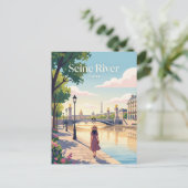 Seine-Ufer Frankreich Postkarte (Stehend Vorderseite)