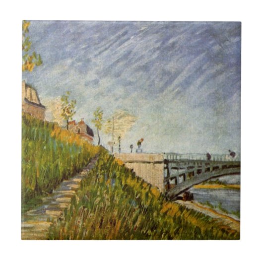 Seine-Ufer, Pont de Clichy von Vincent van Gogh Fliese (Vorderseite)