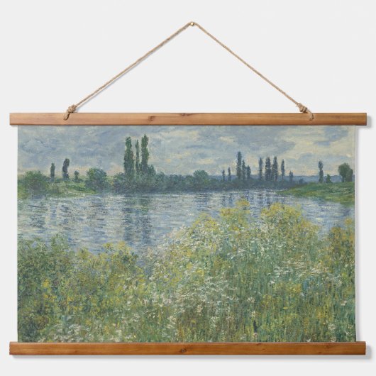 Seine-Ufer, Vétheuil, 1880 | Flussansicht Wandteppich Mit Holzrahmen (Vorne)