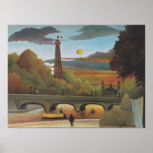 Seine und Eiffelturm bei Sonnenuntergang von Henri Poster