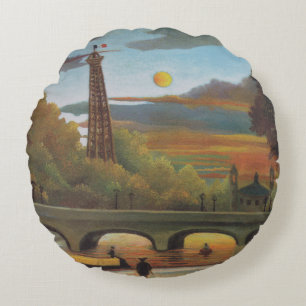 Seine und Eiffelturm bei Sonnenuntergang von Henri Rundes Kissen