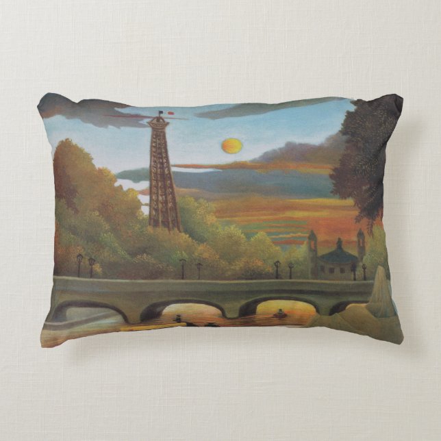 Seine und Eiffelturm bei Sunset by Henri Rousseau Dekokissen (Vorderseite)