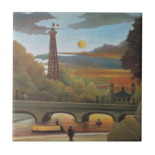 Seine und Eiffelturm bei Sunset by Henri Rousseau Fliese (Vorderseite)