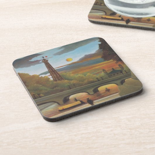 Seine und Eiffelturm bei Sunset by Henri Rousseau Getränkeuntersetzer (Linke Seite)