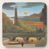Seine und Eiffelturm bei Sunset by Henri Rousseau Getränkeuntersetzer (Vorderseite)