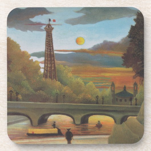 Seine und Eiffelturm bei Sunset by Henri Rousseau Getränkeuntersetzer (Vorderseite)