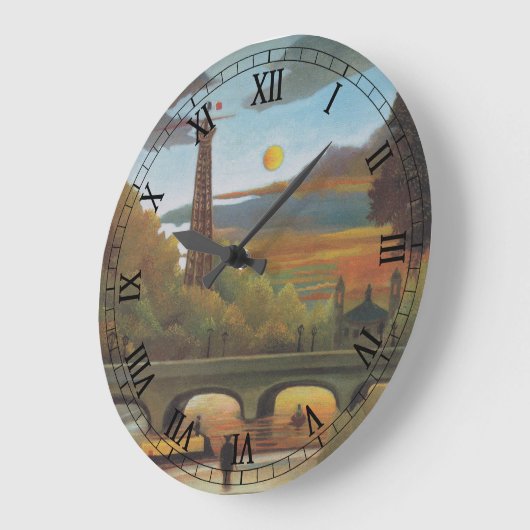 Seine und Eiffelturm bei Sunset by Henri Rousseau Große Wanduhr (Winkel)