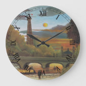 Seine und Eiffelturm bei Sunset by Henri Rousseau Große Wanduhr (Vorderseite)
