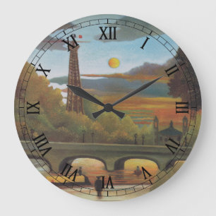 Seine und Eiffelturm bei Sunset by Henri Rousseau Große Wanduhr