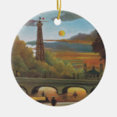 Seine und Eiffelturm bei Sunset by Henri Rousseau Keramikornament (Vorne)