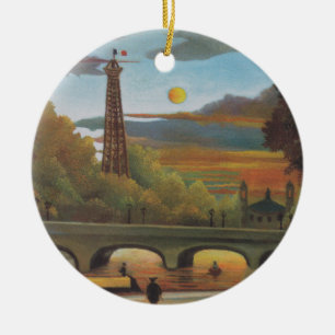 Seine und Eiffelturm bei Sunset by Henri Rousseau Keramikornament
