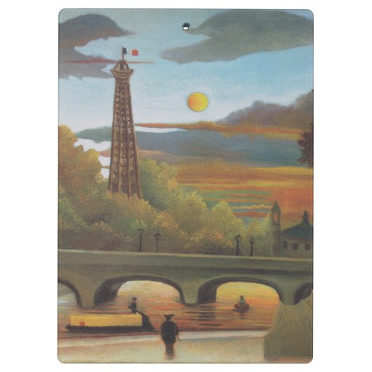 Seine und Eiffelturm bei Sunset by Henri Rousseau Klemmbrett (Rückseite)