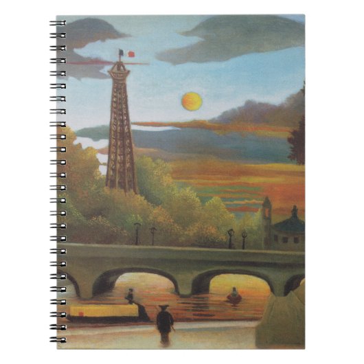 Seine und Eiffelturm bei Sunset by Henri Rousseau Notizblock (Vorderseite)