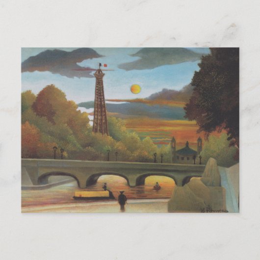 Seine und Eiffelturm bei Sunset by Henri Rousseau Postkarte (Vorderseite)