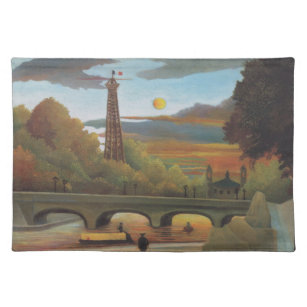 Seine und Eiffelturm bei Sunset by Henri Rousseau Stofftischset
