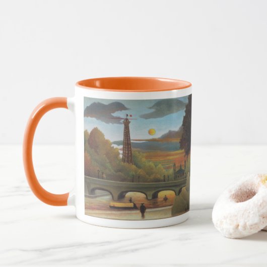 Seine und Eiffelturm bei Sunset by Henri Rousseau Tasse (Mit Donut)