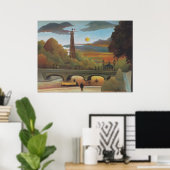 Seine und Eiffelturm im Sonnenuntergang Post Poster (Heimbüro)