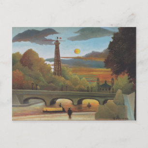 Seine und Eiffelturm im Sonnenuntergang Postkarte