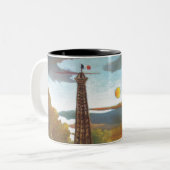 Seine und Eiffelturm im Sunset Zweifarbige Tasse (Vorderseite Links)